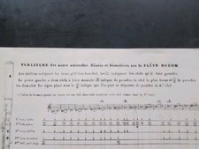 PARTITION ANCIENNE  - TABLATURE NOTES ET TRILLES SUR LA FLUTE BOEHM