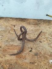 outil ancien crochet de puit a 3 branches fer forgé, Grappin Ancien Antique 