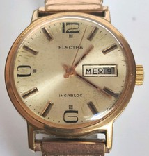 Rare. Montre Automatique Incabloc Electra dorée. Fonctionne très bien. Bon état