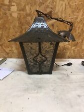 Ancien Lustre Lanterne Metal Cage En Verre Éclairage