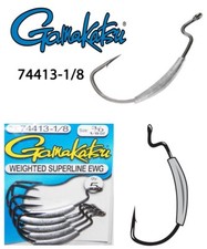 Hameçon Gamakatsu texan lesté weighted superline ewg 74413-1/8 en 3/0