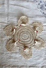 Napperon en crochet motif cygnes français vintage fait main