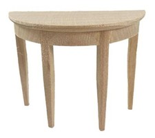 Maison de Poupées Bare Bois Demi Lune Table Miniature Meuble Hall 1:12 Échelle