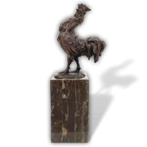 Sculpture bronze coq après - bronze,