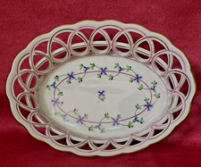 CORBEILLE AJOUREE  EN PORCELAINE HEREND 7405 PBG 10 BLUE GARLAND CORNFLOWER