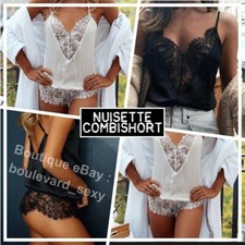❤️ nuisette Shorty combishort Sexy Secret Babydoll satin & dentelle Glamour ❤️