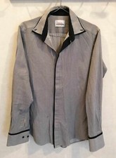 Chemise grise fines rayures coton polyester fitted T36 Sixt June (4406037)