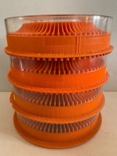 LOT 4 PANIERS CARROUSEL DIAPOSITIVES SIMDA - SPACE AGE - VINTAGE ORANGE