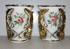 VASE DE MARIÉE Très beau décor floral et dorure:  Porcelaine de Paris.