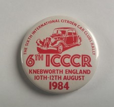Badge  " Citroen Car Club Rally ICCCR " England 1984 Traction