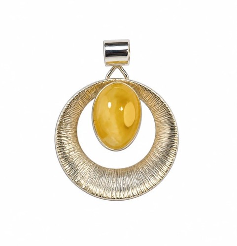 Pendentif argent 925 - &, ambre