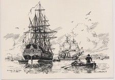Bateau La " MELPOMENE"  et la "VENUS" . par Etienne BLANDIN Peintre de la Marine