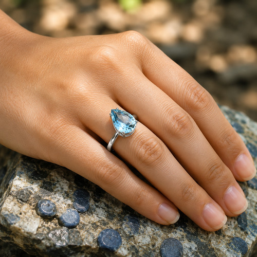 Bague argent 925 - argent, topaze