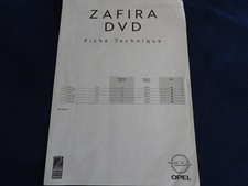 catalogue depliant fiche techniques opel zafira DVD 02 / 2002