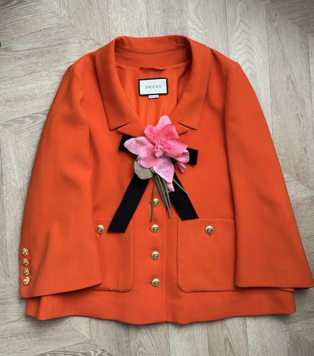Gucci orange wool blazer with - gucci,