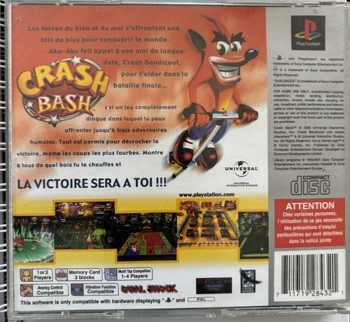 Jaquette arrière crash bash - crash,