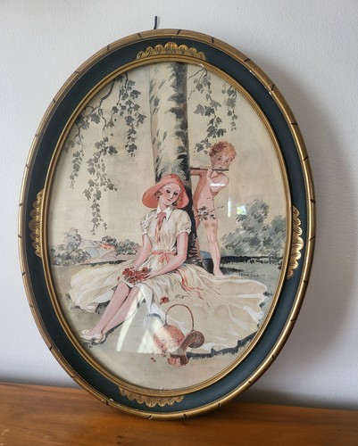 Aquarelle jeune femme - aquarelle, assise