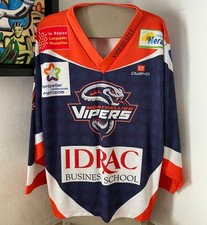 Maillot VIPERS MONTPELLIER Hockey Club porté n° 37   shirt vintage bleu L OWAYO