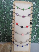 Bracelet style marseillais chaine acier inox argentée et perles - fait main