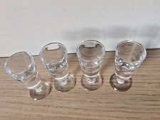 Lot de 4 verres à liqueur évasé, à pied, fond épais, lourd, vintage, digestif