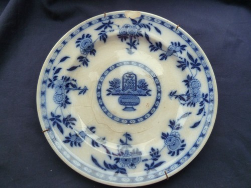 Assiette plat blanc bleue - blanc,