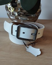 ceinture cuir Véritable Blanche  Boucle Acier Taille 90 Large 38 40 Ajustable