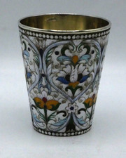 RARE TIMBALE 212 GRS EN VERMEIL ET EMAIL 84 ZOLOTNIKS