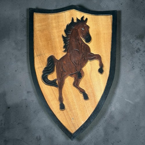 Bouclier enfant bois cheval - en,