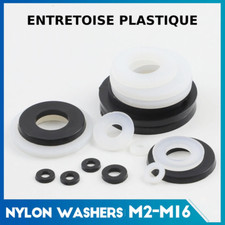 Entretoise rondelle plastique nylon M2 M3 M4 M5 M6 M8 M10 M12 noir blanc washer
