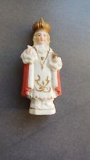 Statuette Enfant Jesus de Prague en porcelaine biscuit polychrome France