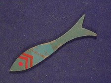 Ancien jouet figurine petit poisson en bois peint années 20 - 30