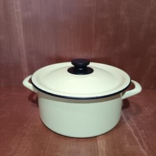 Ancien faitout émaillé jaune - ancien,