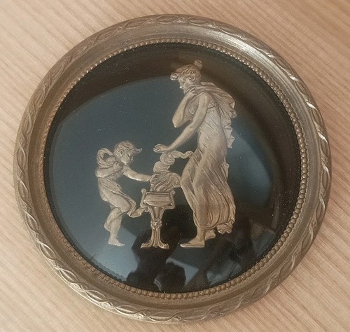 Ancien cadre médaillon - , bronze