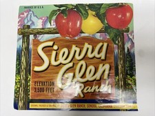 Étiquette De Caisse De Pomme De La Marque Sierra Glen Ranch - Sonora, Californie