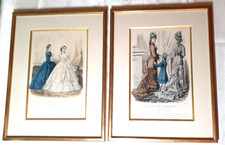 Lot 2 cadres en bois doré Journal des demoiselles Gravures XIXème