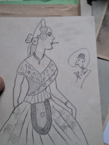 Dessin original 1938 - dessin, signé