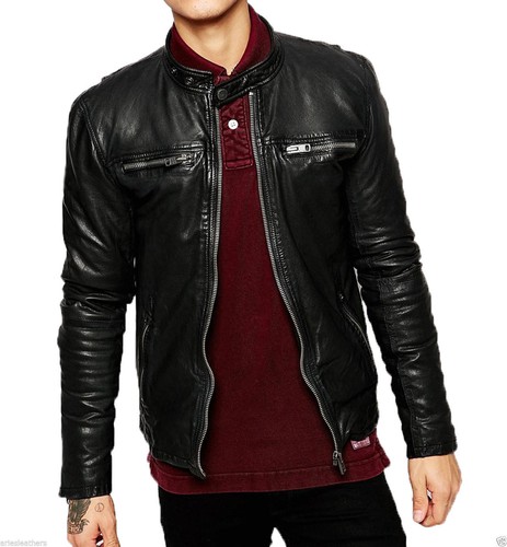 Veste cuir véritable noir - véritable,