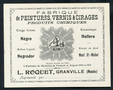 Publicité nuancier début XXe "Louis Roquet droguerie à Granville - Manche"