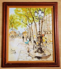 ** TABLEAU HUILE SUR TOILE DE BERNARD DUFOUR  "LAS RAMBLAS" A BARCERLONE
