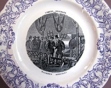 Assiette Comices Régionaux Mauve n°6 Machines Agricoles en Faïence de Gien 1875