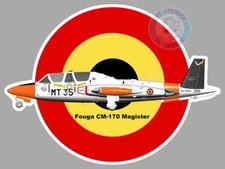 AUTOCOLLANT FOUGA MAGISTER BELGE BELGIQUE BELGIUM COCARDE AVION ARMEE FB114