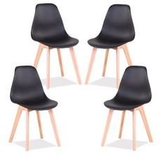 Lot de 4 Chaises Salle à manger Chaise avec pieds en bois Massif nordiques Noir