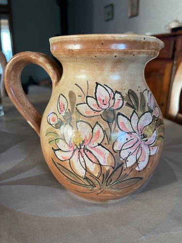 Pichet gres motif - gres, bouquet
