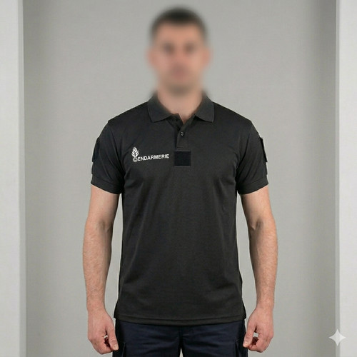 Polo noir manches courte - noir,