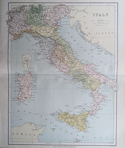 Carte antique 1877 italie - carte,