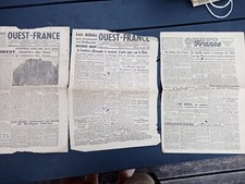 Lot 3 une- Journaux Ouest-france 1944/1945 capitulation allemagne-guerre!