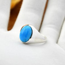 Bleu Turquoise Homme Bague 925