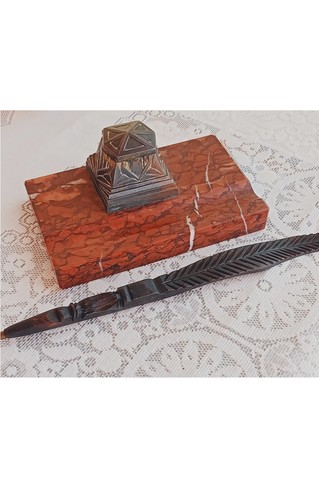 Ancien double encrier - , bronze