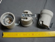 douille E 27 en porcelaine (lot de 2) sur patte de fixation (réf DP)