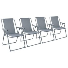 Chaises de plage pliantes en métal pliant plage camping jardin 75cm gris